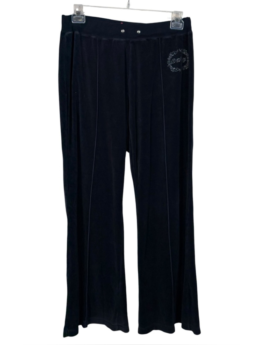 Apollo Vintage Y2K Navy Blue Velvet Velour Track Suit Bottoms Baby Embroidered
